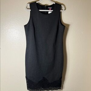 Vince Camuto Black Midi Dress with Lace Hem size 14